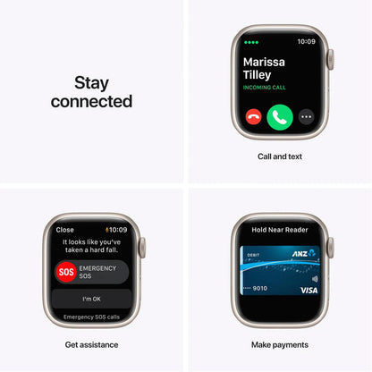 Apple Watch Series 7 45mm GPS Aluminium Case With Sport Band - Starlight - Pristine - Refurbished - AU Version Apple