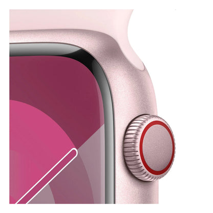 Apple Watch Series 9 GPS + Cellular 45mm Pink Aluminium Case w/ Light Pink Sport Band (M/L) Pristine - Refurbihsed Apple