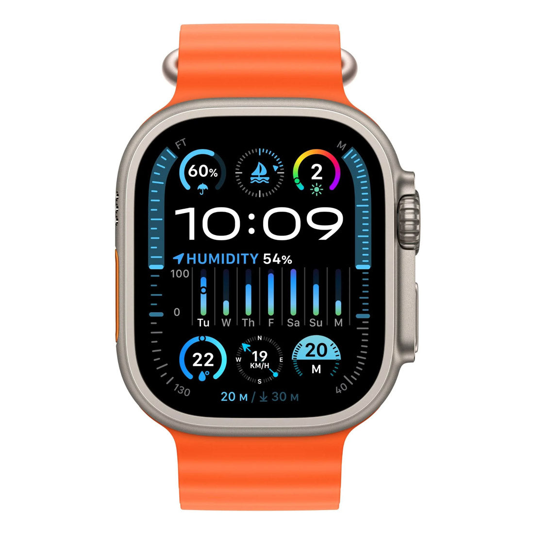 Apple Watch Ultra 2 49mm Titanium Case GPS + Cellular Orange Ocean Band - Pristine Refurbished Apple