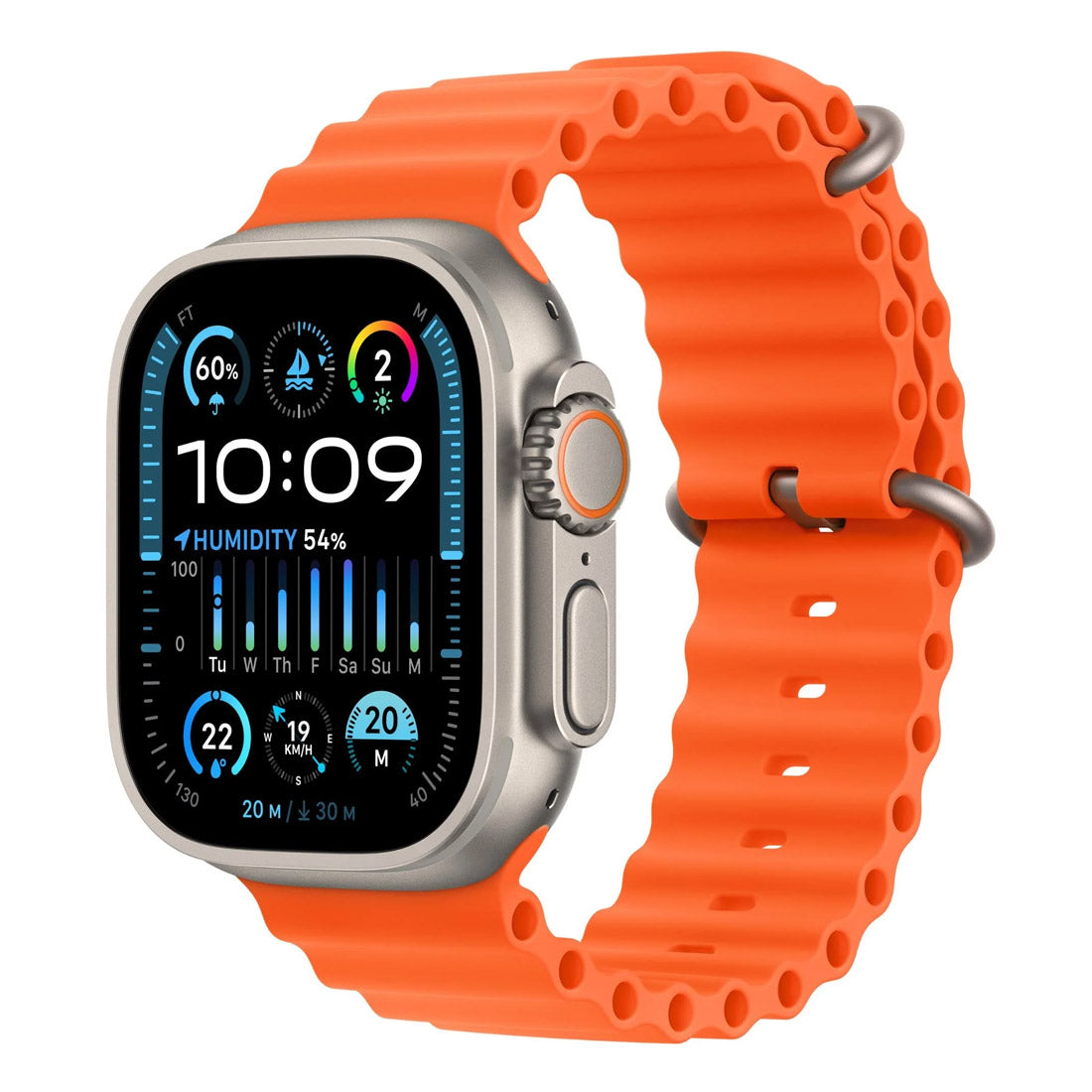 Apple Watch Ultra 2 49mm Titanium Case GPS + Cellular Orange Ocean Band - Pristine Refurbished Apple