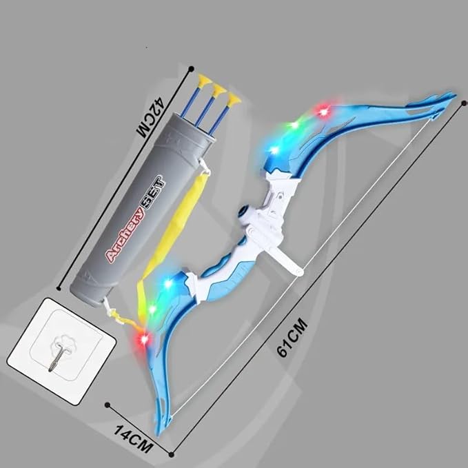 Archery Game Set Large Light-Up - 1.2m Target Frame, Unlit Bow and Arrow Kit, Target Disk, and 2 Suction Cup Soft Bullet Guns