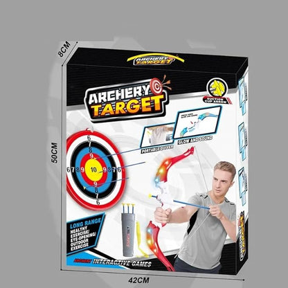Archery Game Set Large Light-Up - 1.2m Target Frame, Unlit Bow and Arrow Kit, Target Disk, and 2 Suction Cup Soft Bullet Guns