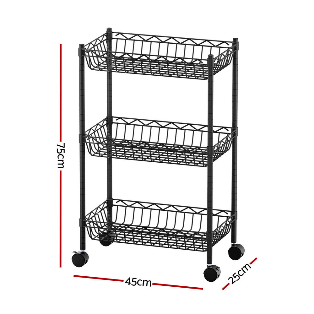 Artiss 3-Tier Shelving Unit Adjustable Garage Storage Kitchen Rack With Wheels Tristar Online