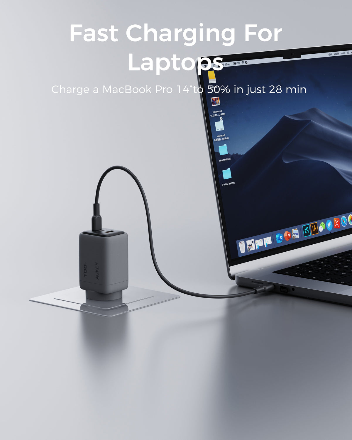 Aukey Comet 100W PD Fast Wall Charger GaN USB-C with 100W 1.8m USB-C to C Cable (PA-C5) Tristar Online