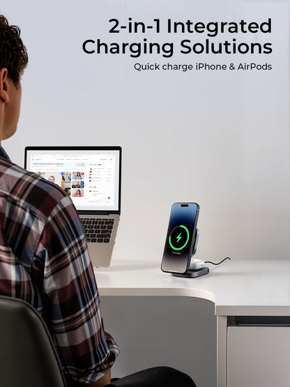 Aukey MagFusion L Qi2 Foldable 2 In 1 Magnetic Wireless Charger (LC-MC211) Tristar Online
