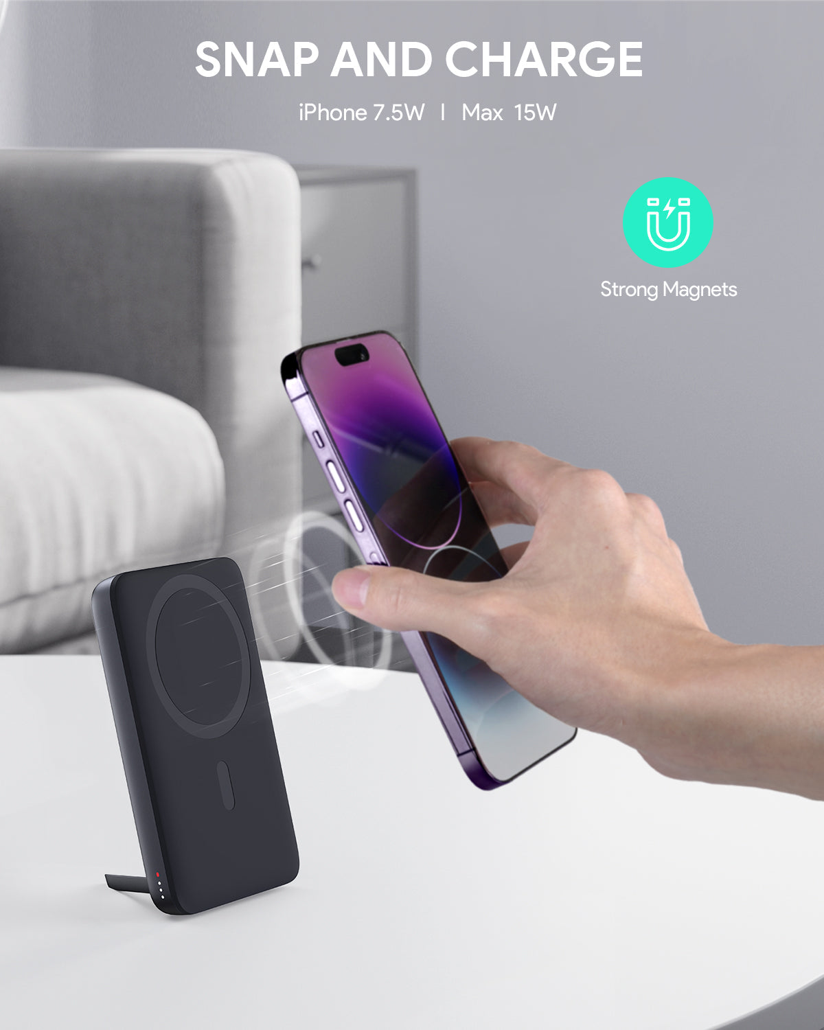 Aukey MagLinnk 6700mAh Magnetic Wireless Charging Power Bank (PB-MS01) Tristar Online