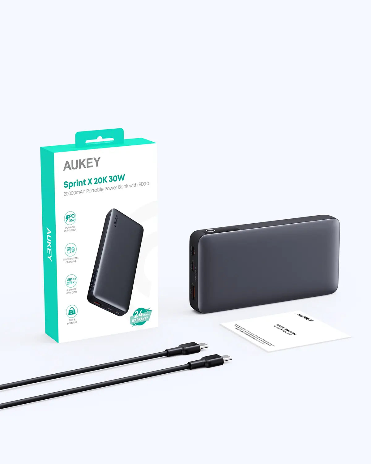 Aukey Sprint X 20K 30W 20000mAh Portable Power Bank with PD3.0 (PB-Y42) Tristar Online