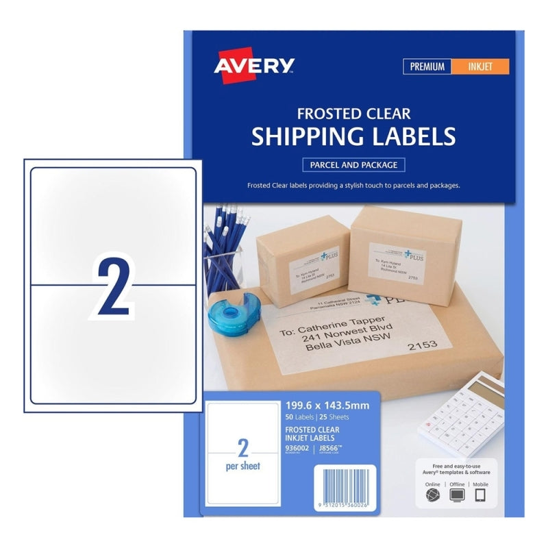 AV Inkjet J8566 2 UP Pk25 Bx5 Avery
