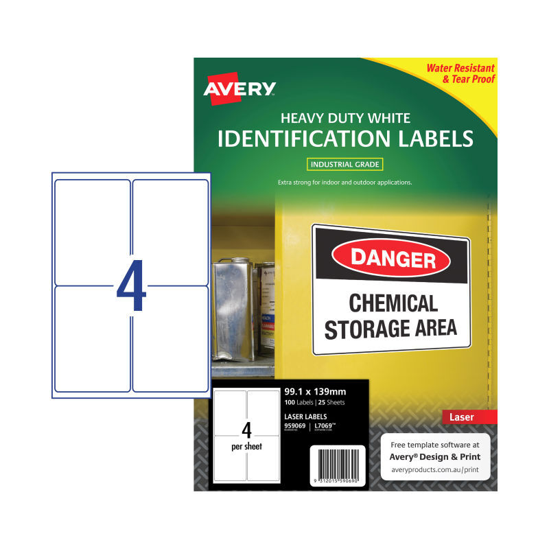 Avery LaserLbl L7069 4Up Pk25 Avery