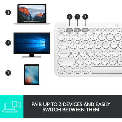 Logitech K380 Multi-Device Bluetooth Wireless Keyboard with Easy-Switch for Up to 3 Devices - White Logitech