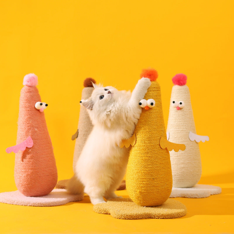 Beige Adorable Chick Cat Scratching Post - Durable Sisal Rope Scratcher Toy for Cats & Kittens Tristar Online