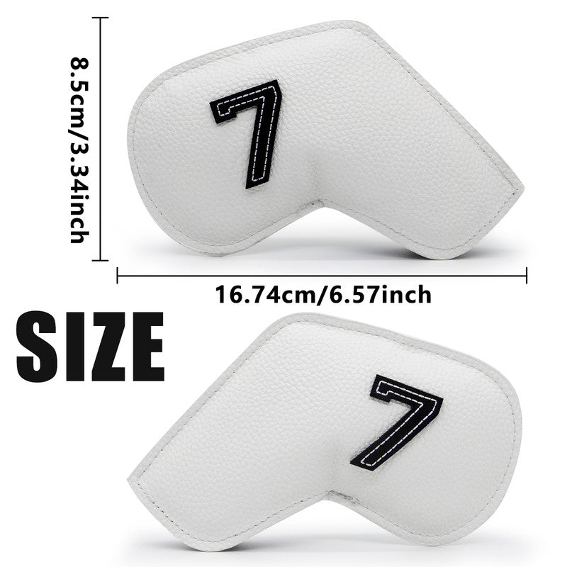 Beige Golf Iron Head Covers Set of 10 - Waterproof PU Leather Club Protectors with Embroidered Numbers (3-9, P, A, S) Tristar Online
