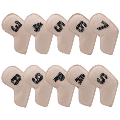 Beige Golf Iron Head Covers Set of 10 - Waterproof PU Leather Club Protectors with Embroidered Numbers (3-9, P, A, S) Tristar Online