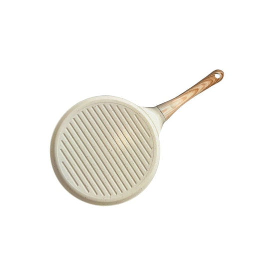 Beige Steak + Wood Grain Handle (Gas Model) Non-Stick Pancake Pan - 7-Hole Fun Shapes Breakfast Griddle (27cm) Tristar Online