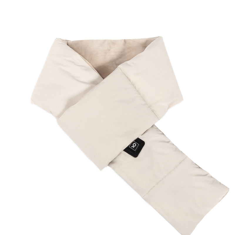 Beige USB Electric Heated Scarf - Portable Puffer Neck Warmer with 3-Level Heat Control for Winter Tristar Online