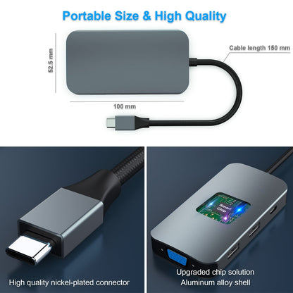 BENFEI 335GY USB-C Hub with Triple Display, 8-in-1 Docking Station (100W PD, Dual 4K HDMI, VGA, 3x USB 3.0) Tristar Online