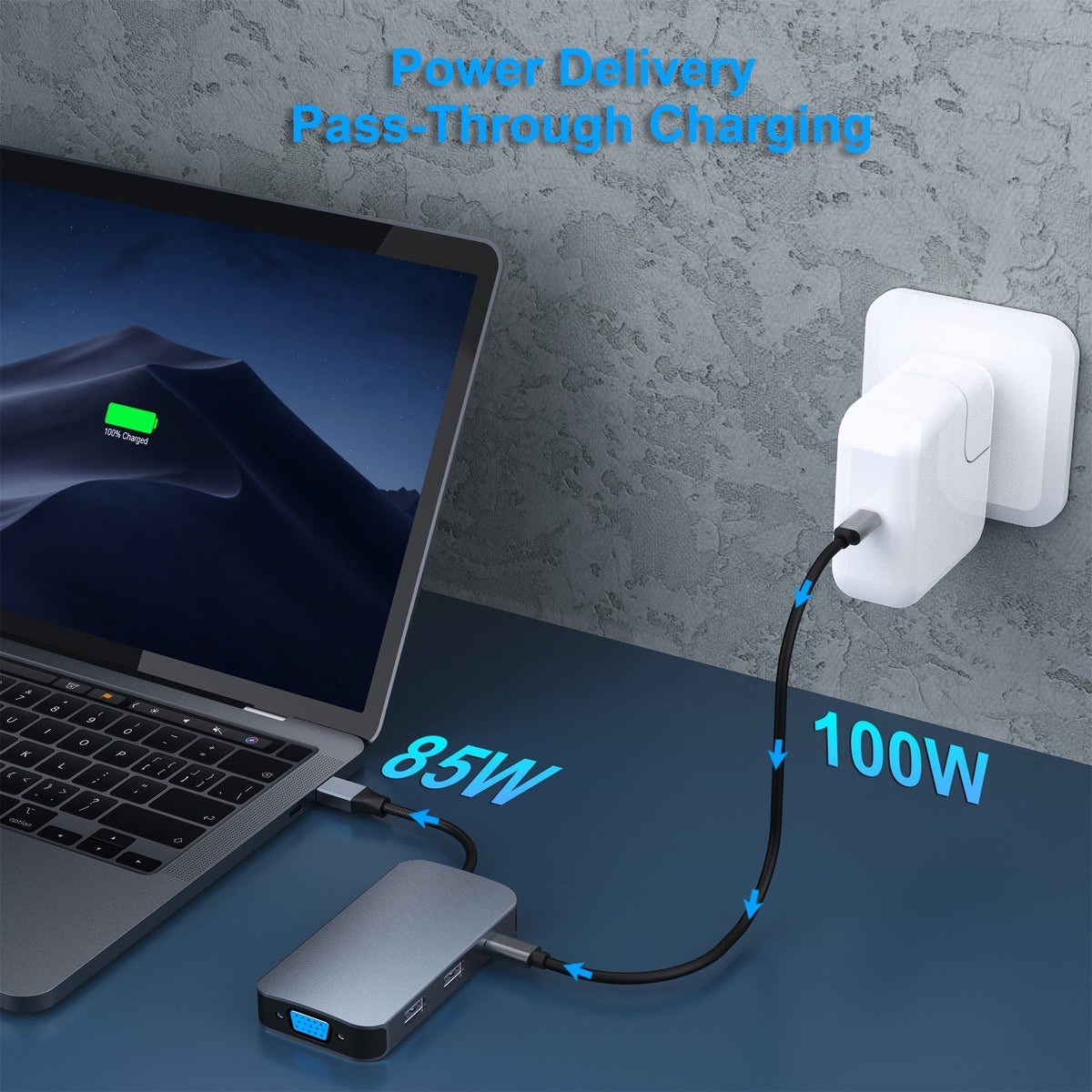 BENFEI 335GY USB-C Hub with Triple Display, 8-in-1 Docking Station (100W PD, Dual 4K HDMI, VGA, 3x USB 3.0) Tristar Online