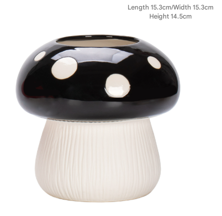 Big Size Black Whimsical Ceramic Mushroom Vase - Decorative Floral & Hydroponic Planter Tristar Online