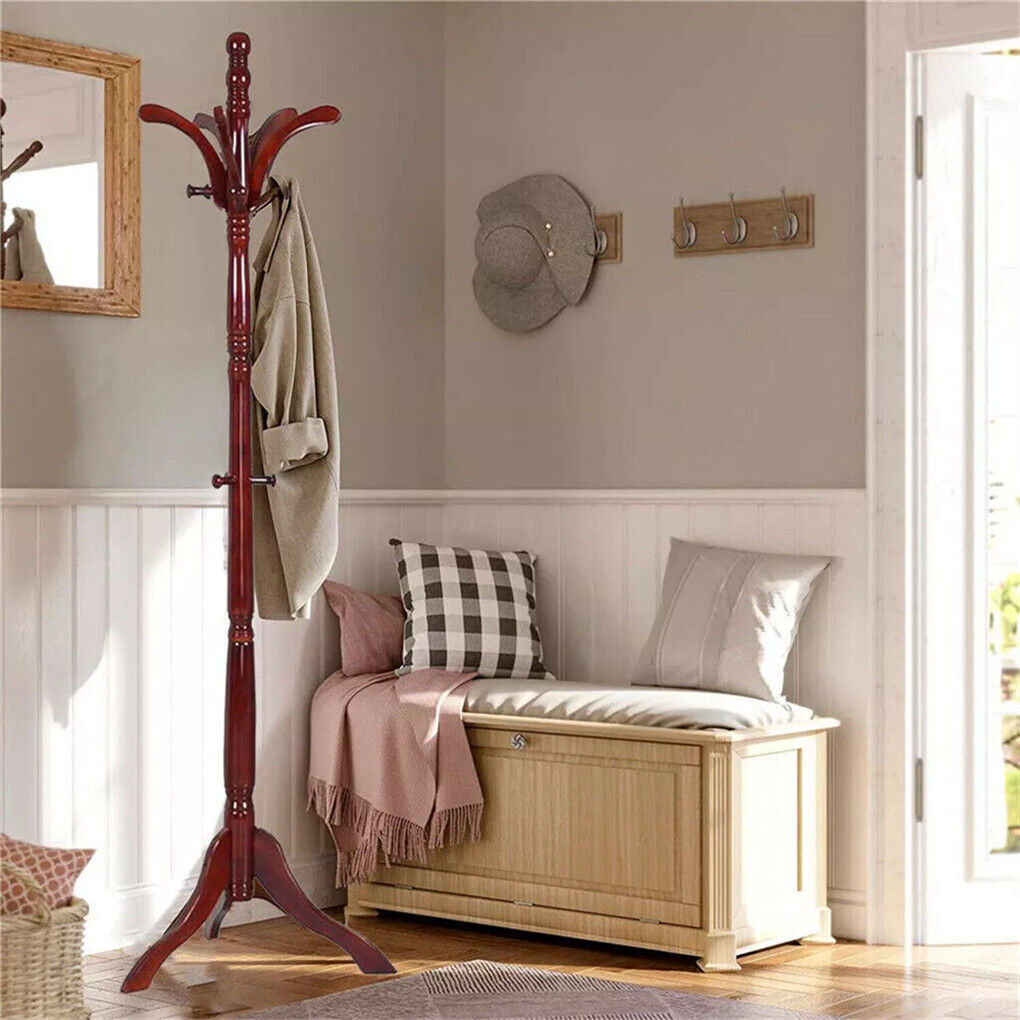 Birch Wood Coat Rack Stand Adjustable Hall Tree Entryway Tristar Online