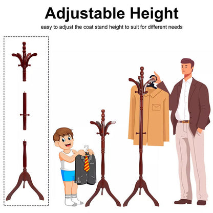 Birch Wood Coat Rack Stand Adjustable Hall Tree Entryway Tristar Online