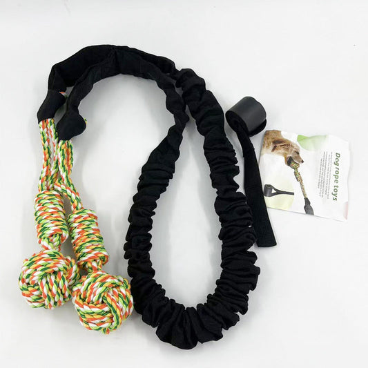 Black And Colored Cotton Balls Interactive Bungee Dog Tug Toy - Hanging Rope Ball for Solo Play & Exercise Tristar Online