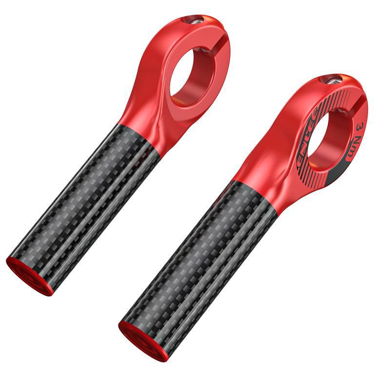 Black and Red Ultralight Carbon Fiber Bicycle Bar Ends - Ergonomic Anti-Slip Grips for MTB & Hybrid Bikes (22.2mm) Tristar Online