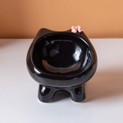 Black Ceramic Elevated Cat Bowl Tilted Raised Pet Feeder with Anti-Slip Base Cute Design for Wet or Dry Food Ideal for Australian Pets Tristar Online