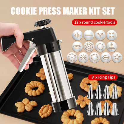 Black Deluxe Cookie Press & Icing Gun Set - 13 Discs & Multiple Nozzles for Baking & Decorating Tristar Online