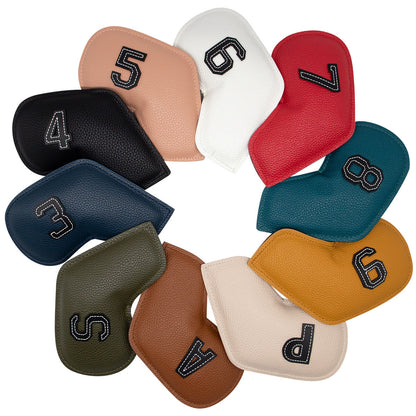 Black Golf Iron Head Covers Set of 10 - Waterproof PU Leather Club Protectors with Embroidered Numbers (3-9, P, A, S) Tristar Online