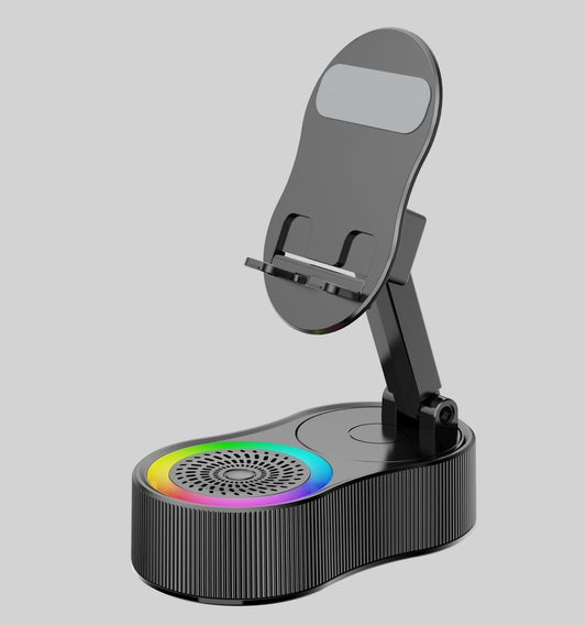 Black Magic Induction Speaker & Adjustable Phone Stand with RGB Lights Tristar Online
