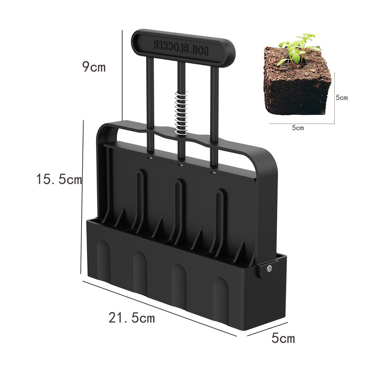 Black Manual Soil Blocker Tool - 5 x 5cm Block Maker for Seed Starting Tristar Online
