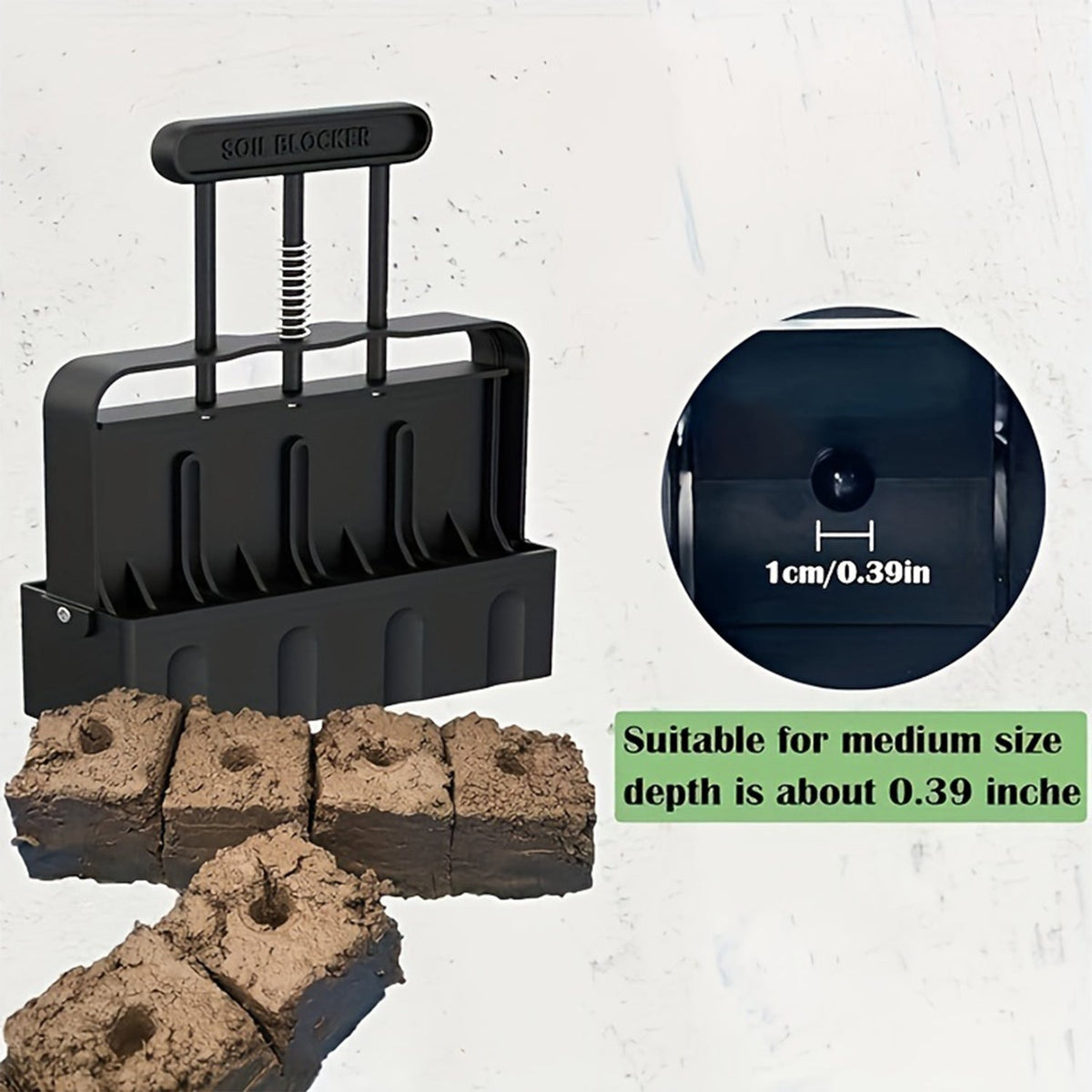 Black Manual Soil Blocker Tool - 5 x 5cm Block Maker for Seed Starting Tristar Online