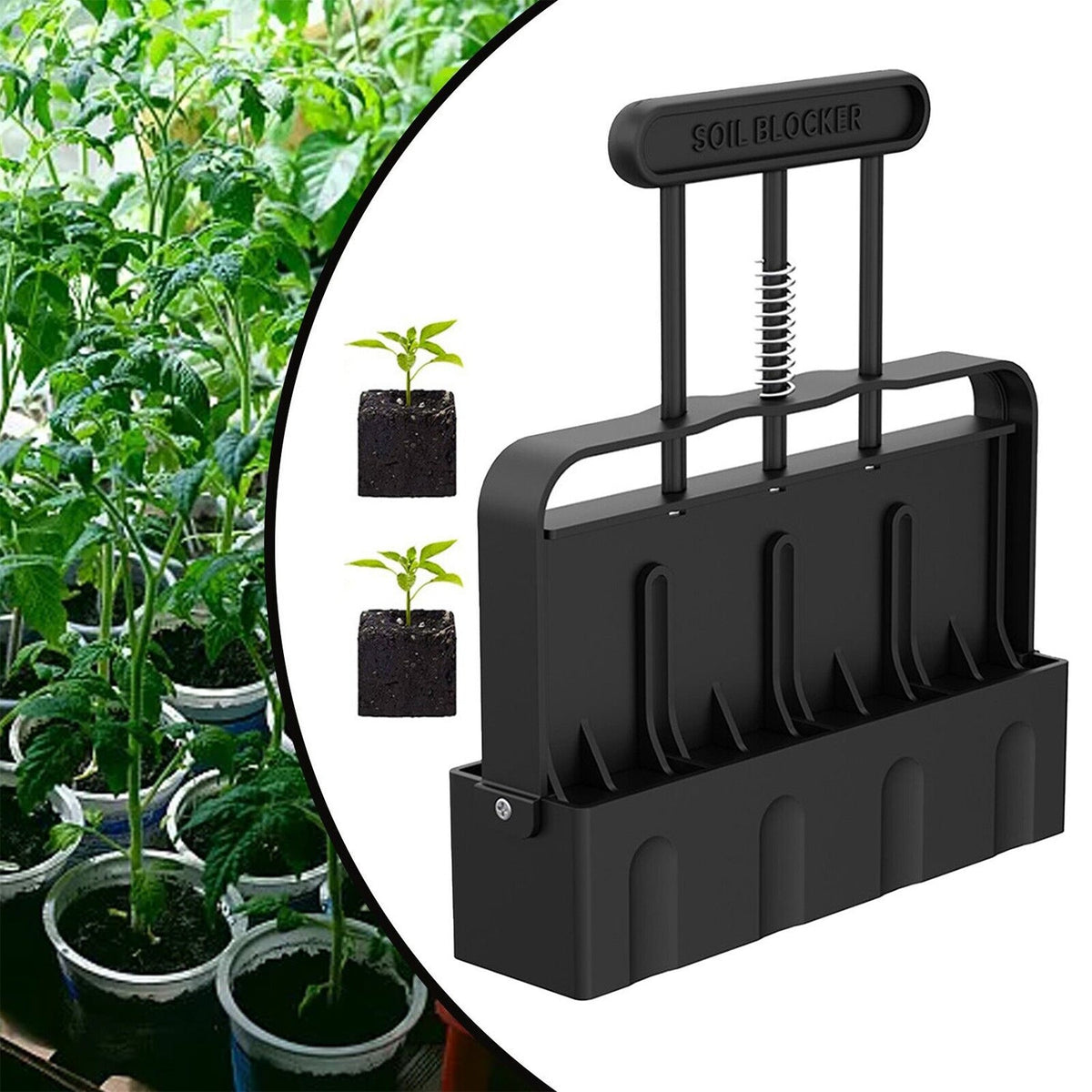 Black Manual Soil Blocker Tool - 5 x 5cm Block Maker for Seed Starting Tristar Online