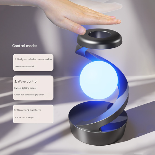 Black Modern Levitating LED Desk Lamp  - Spiral Design Atmosphere Light Tristar Online