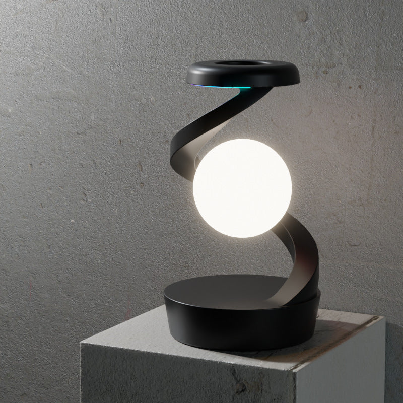 Black Modern Levitating LED Desk Lamp  - Spiral Design Atmosphere Light Tristar Online