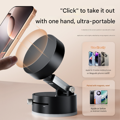 Black Multi-Functional Vacuum Suction Cup Stand - Foldable, Extendable Kitchen Lazy Person's Dual-Sided Magnetic Phone Holder Tristar Online