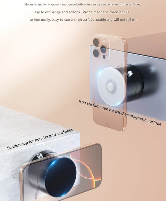 Black Multi-Functional Vacuum Suction Cup Stand - Foldable, Extendable Kitchen Lazy Person's Dual-Sided Magnetic Phone Holder Tristar Online