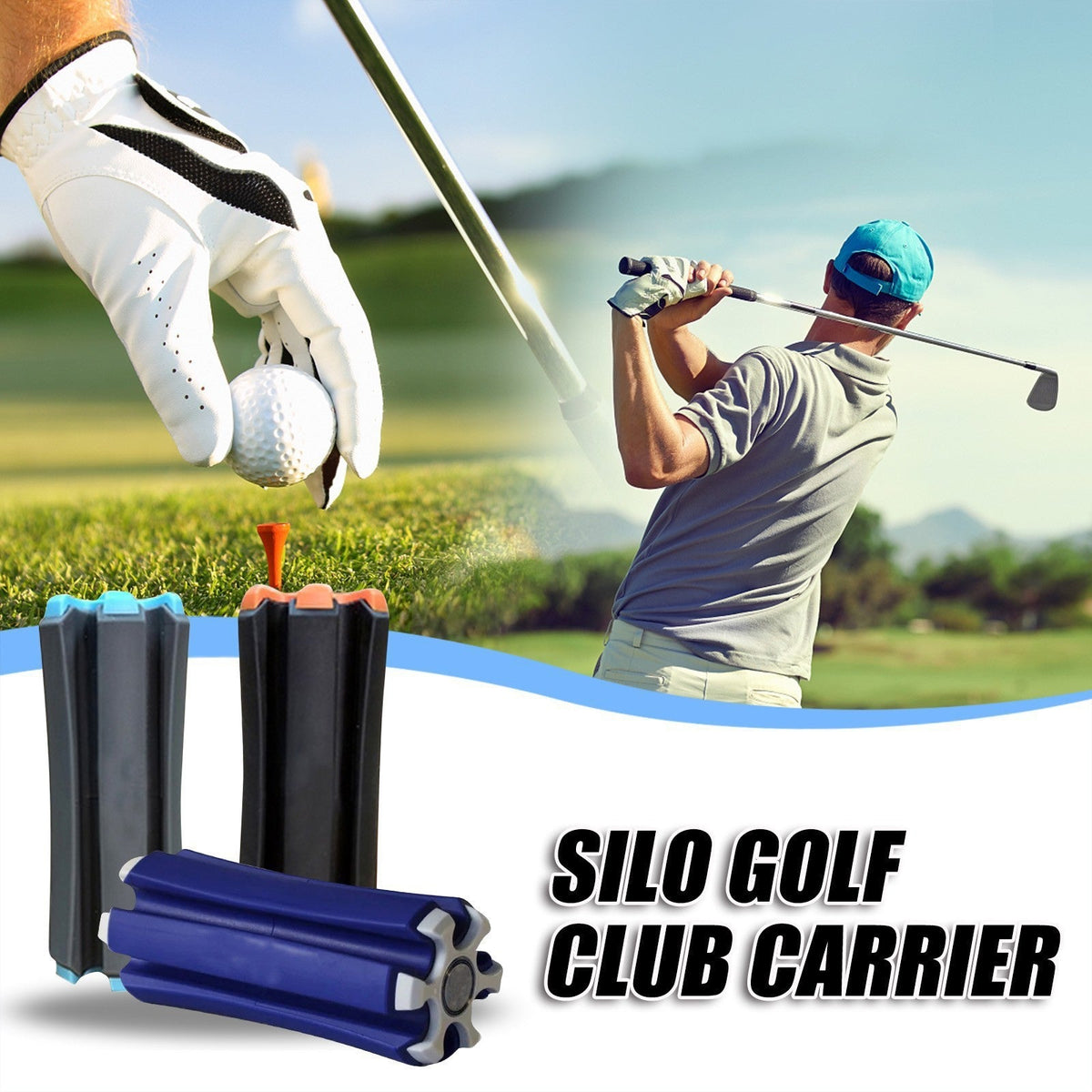 Black-orange Set of 2 Portable Golf Club Carrier Holders - Lightweight Club Organizer Caddy Tristar Online