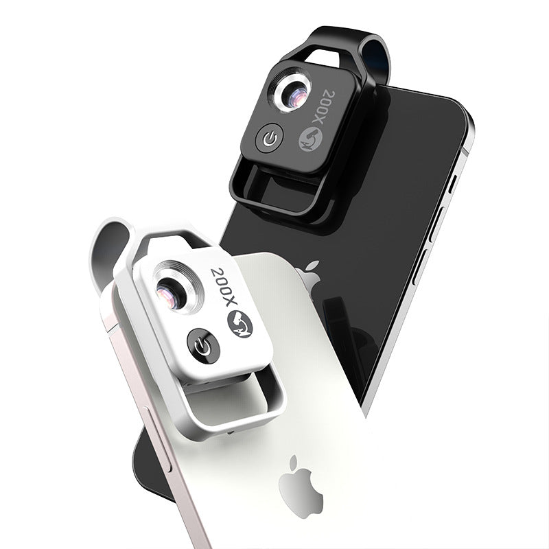 Black Portable 200X Clip-On Microscope Lens for Smartphone - HD Pocket Magnifier with CPL Filter and LED Light(excluding mobile phones) Tristar Online