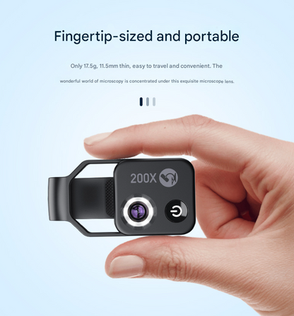 Black Portable 200X Clip-On Microscope Lens for Smartphone - HD Pocket Magnifier with CPL Filter and LED Light(excluding mobile phones) Tristar Online