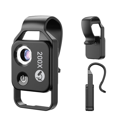 Black Portable 200X Clip-On Microscope Lens for Smartphone - HD Pocket Magnifier with CPL Filter and LED Light(excluding mobile phones) Tristar Online