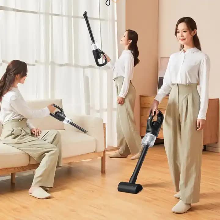 Black Portable Cordless Vacuum Cleaner - 120W, 10KPa Suction, 2000mAh Battery, Lightweight Design, with Soft Brush Attachment Tristar Online