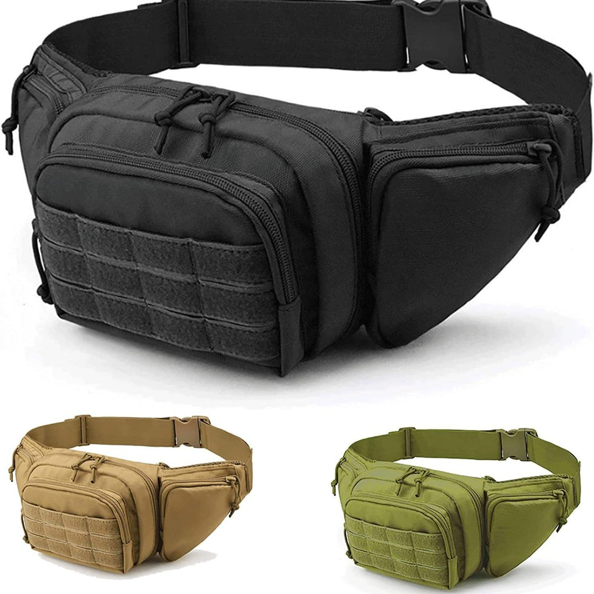 Black Rugged Tactical Waist Pack - MOLLE Outdoor Fanny Bag for Hiking Cycling & Travel Tristar Online