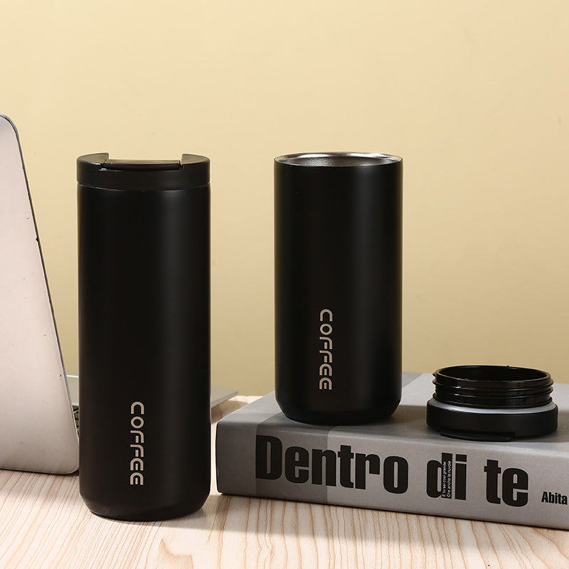 Black Sleek Insulated Stainless Steel Coffee Tumbler Set (400ml & 500ml) - One-Touch Lid Travel Mugs Tristar Online