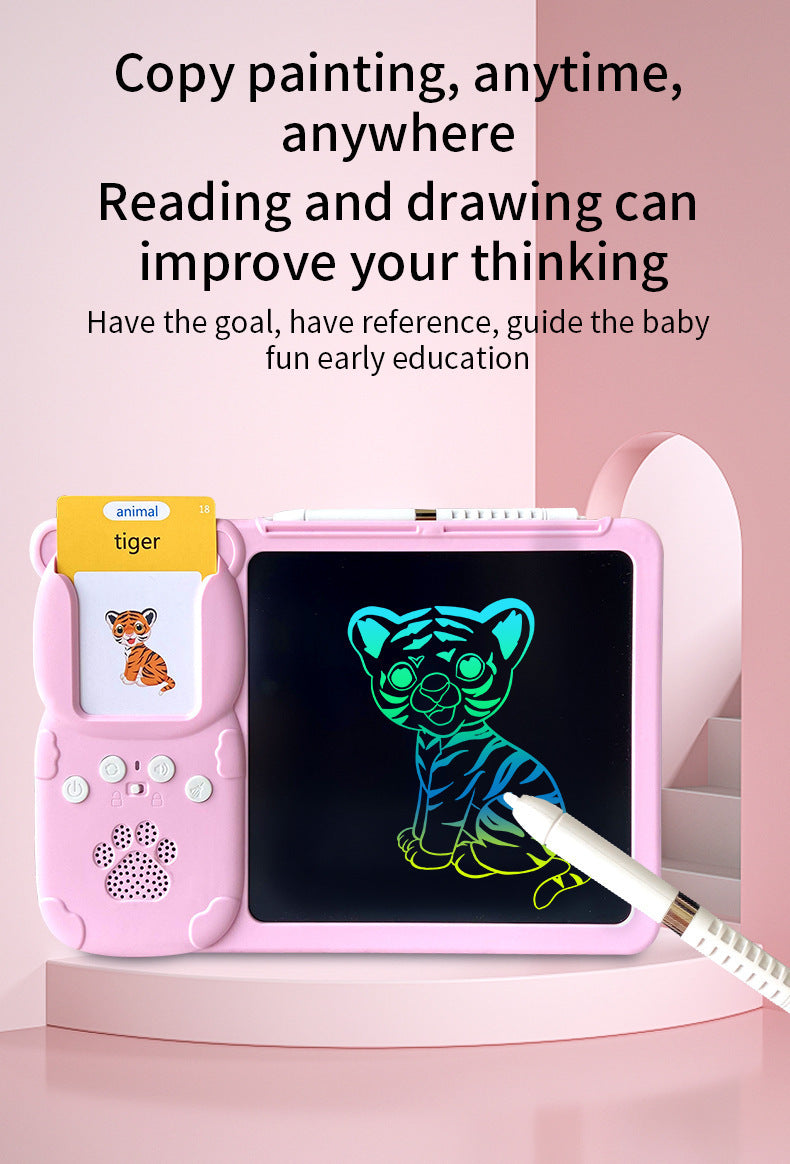 Blue (112 cards, pure English) Kids Interactive Early Education Toy: Combination Card Reader & LCD Drawing Board for Toddlers Tristar Online