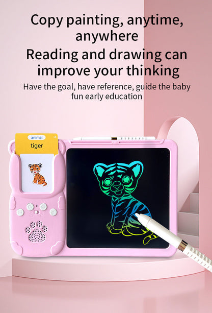 Blue (112 cards, pure English) Kids Interactive Early Education Toy: Combination Card Reader & LCD Drawing Board for Toddlers Tristar Online