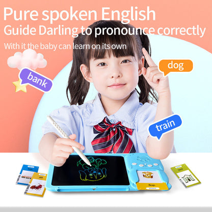 Blue (255 cards, pure English) Kids Interactive Early Education Toy: Combination Card Reader & LCD Drawing Board for Toddlers Tristar Online