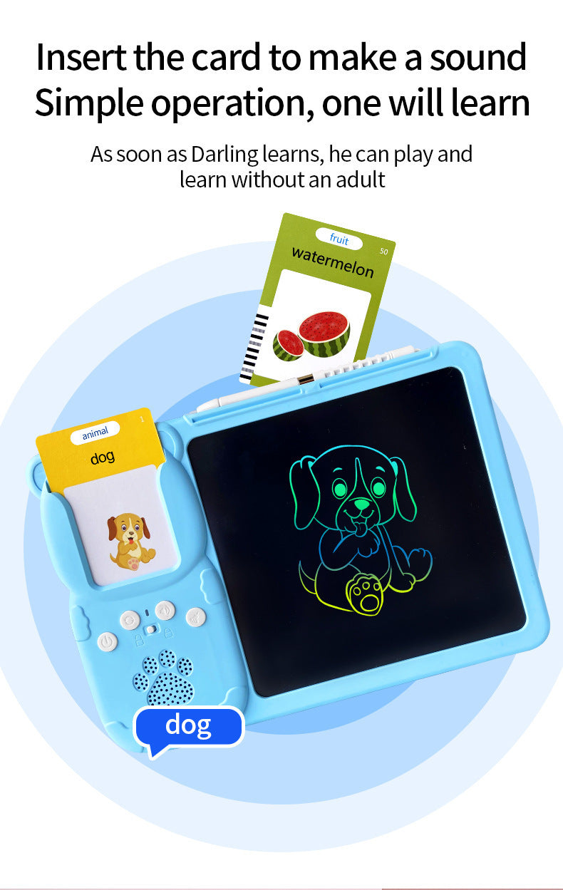 Blue (255 cards, pure English) Kids Interactive Early Education Toy: Combination Card Reader & LCD Drawing Board for Toddlers Tristar Online