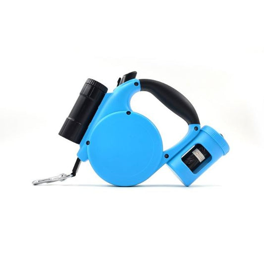Blue 3-in-1 Retractable Dog Leash with LED Flashlight & Poop Bag Dispenser | Heavy Duty Tangle-Free Leash for Safe Night Walks Tristar Online