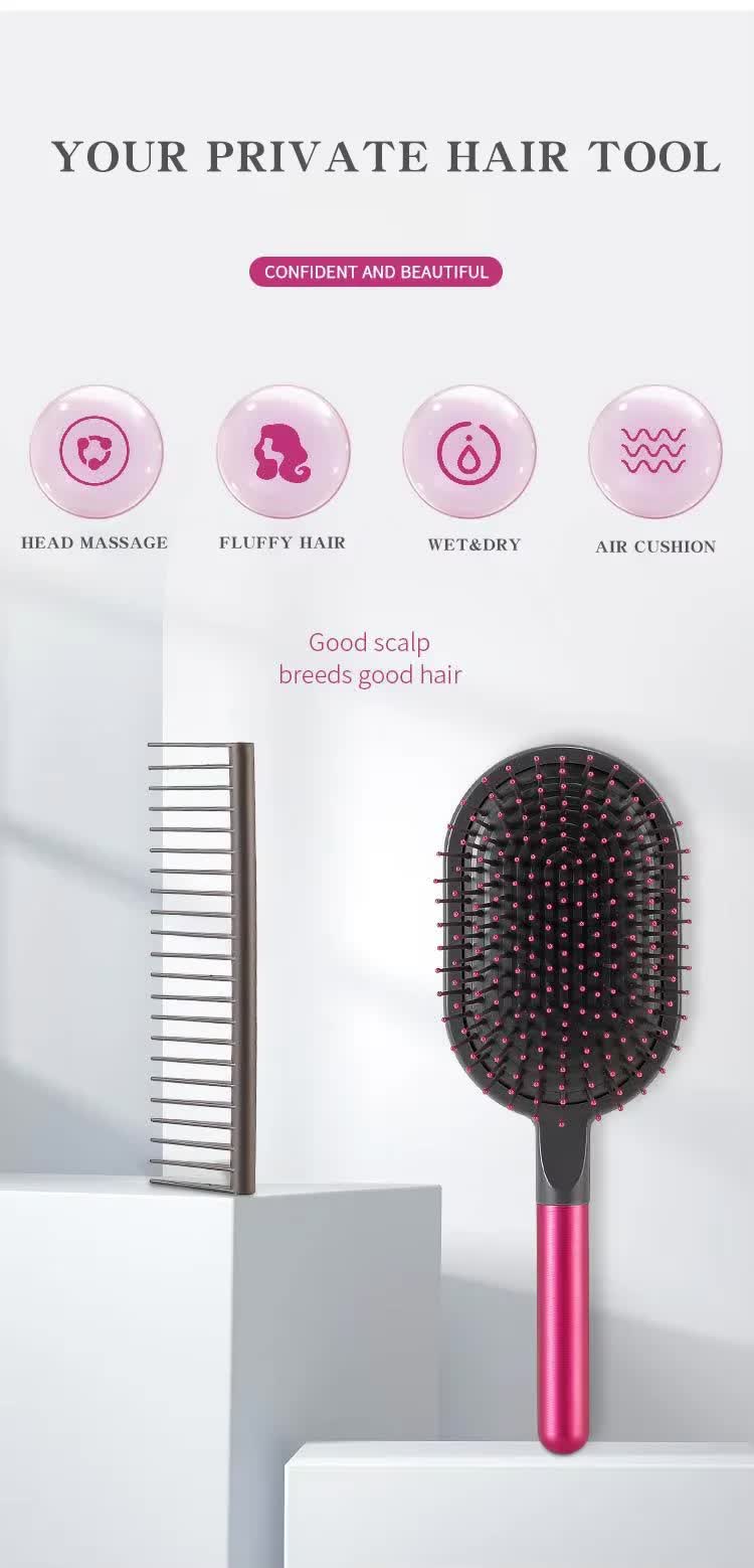Blue Air Cushion Massage Paddle Brush & Wide Tooth Comb Set - Gentle Detangling for All Hair Types Tristar Online